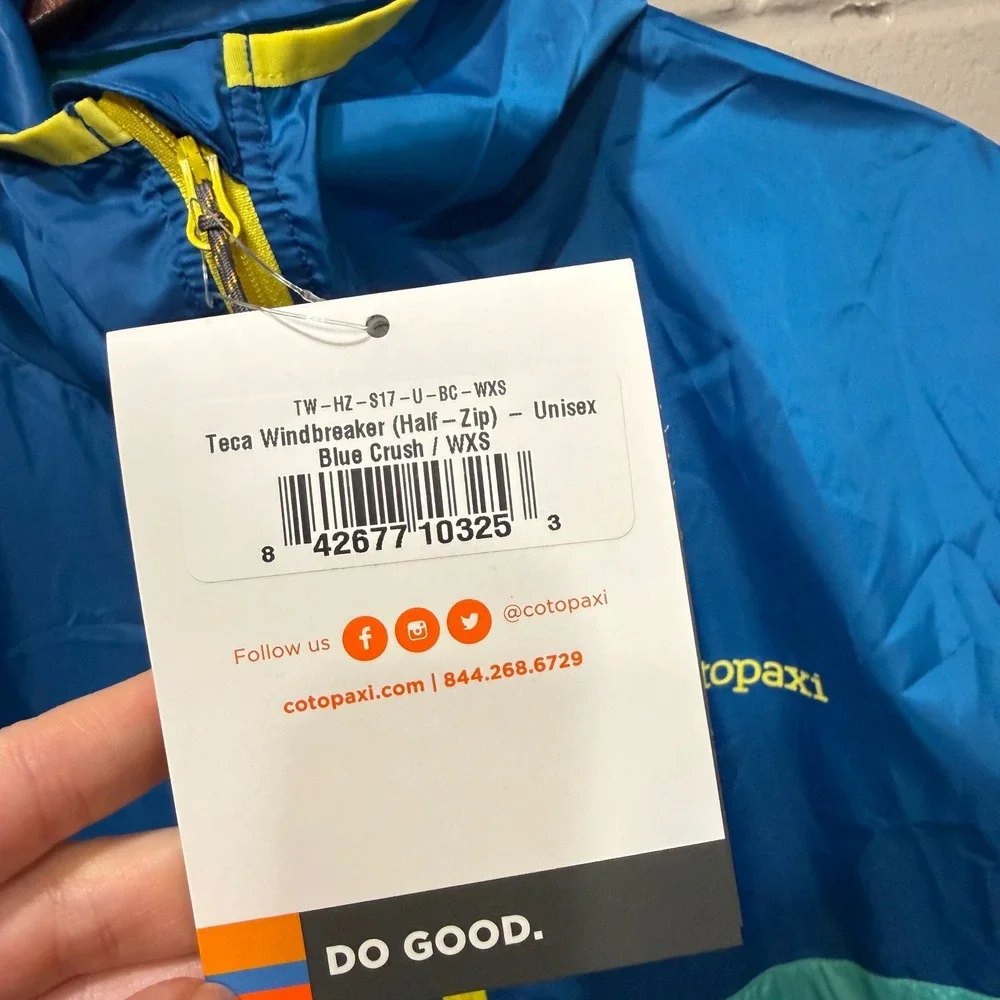 Cotopaxi Teca Half Zip Windbreaker Blue Crush Colorblock NWT Packable XS Recycle - Picture 10 of 16